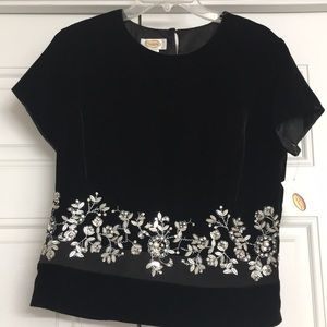 Talbots black/silver velvet top Size 12